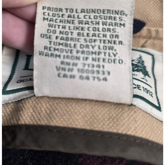 Vintage LL BEAN Tan Chore Jacket XL Canvas Barn Coat Removable Plaid Lining - Picture 10 of 16
